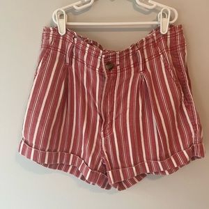 Red and White Stripped American Eagle Flowy Shorts